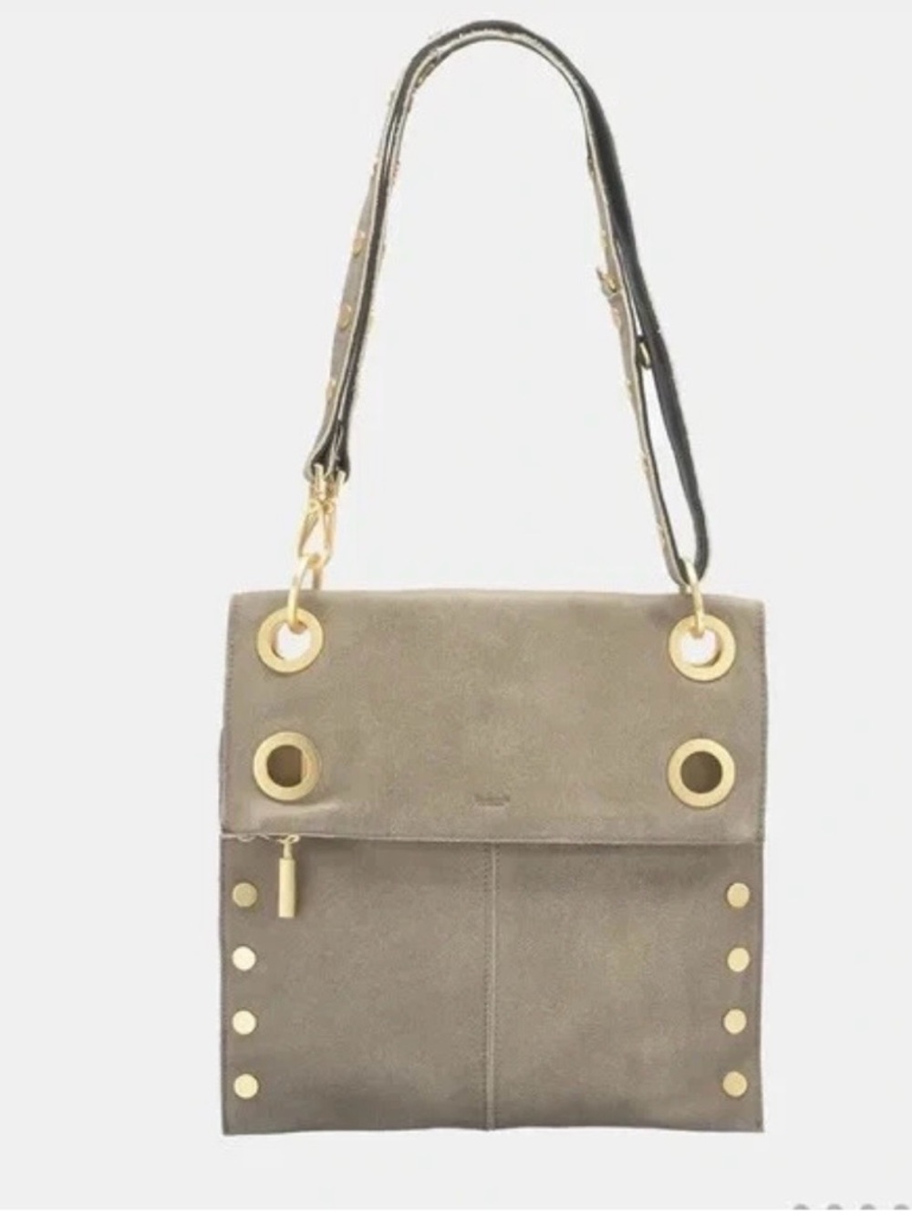 Hammitt Taupe Suede Crossbody with Gold Hardware